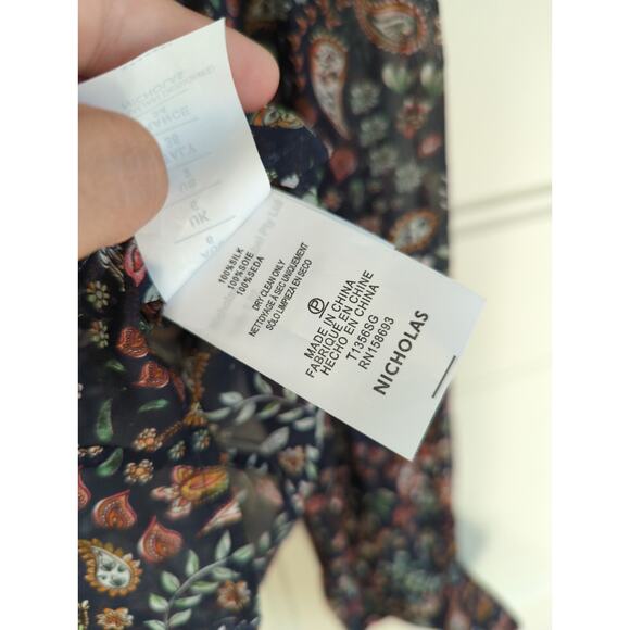 Nicholas Floral Silk High Neck Blouse Size 2 - Picture 6 of 7
